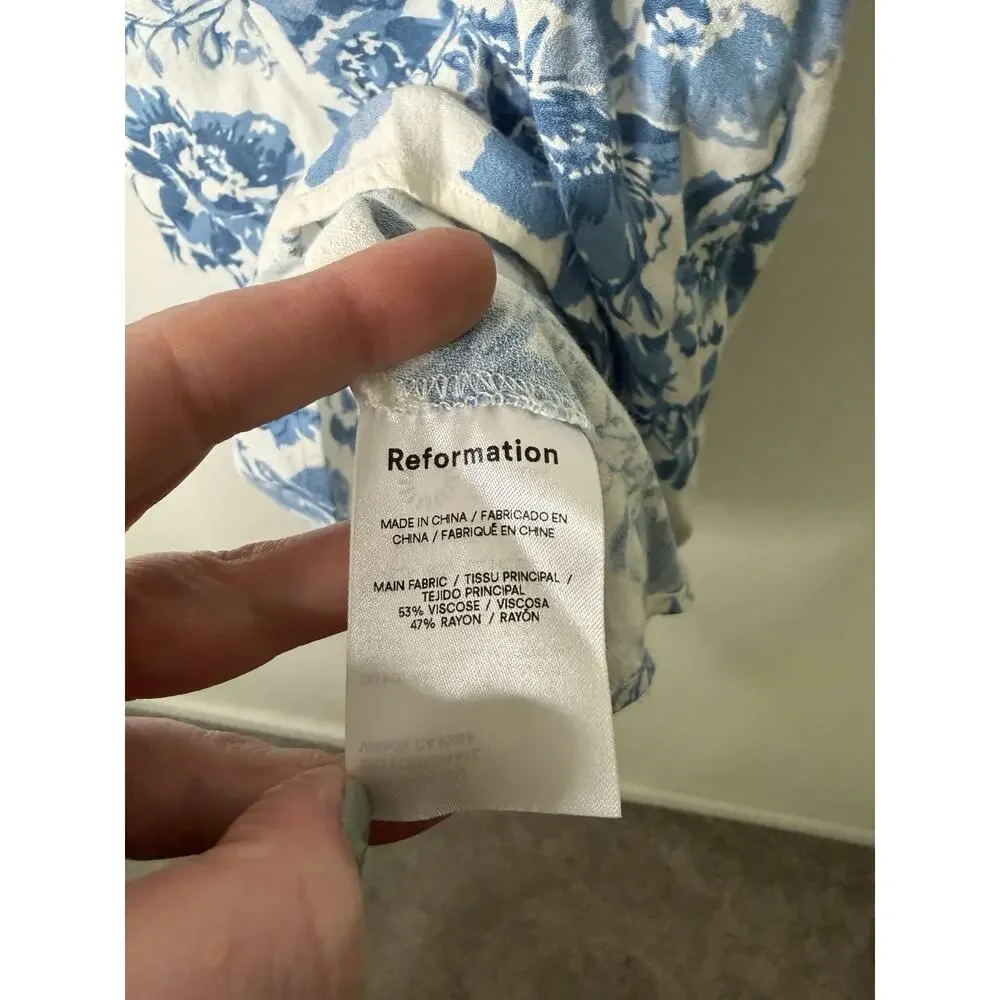 Reformation Brittney Dress in Olympia Floral Blue White Size 8 Feminine - Picture 4 of 6